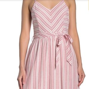 HYFVEStripe Waist Tie Ruffle Hem Maxi Dress